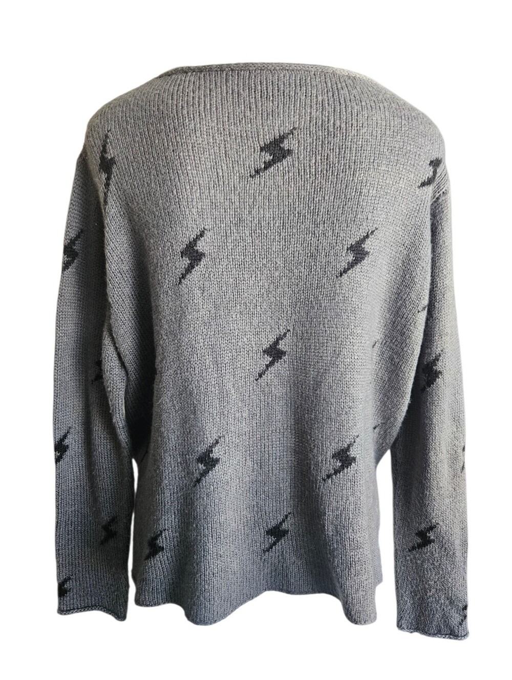 Wooden Ships Gray Black Lightning Bolt Mohair Blend V-neck Sweater XS/S - Picture 4 of 11